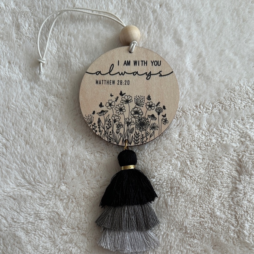 Inspirational Scripture Rear View Mirror Hanging Daily Inspiration with Tassels - Picture 10 of 10
